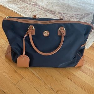 Tory Burch Navy and Brown Duffle